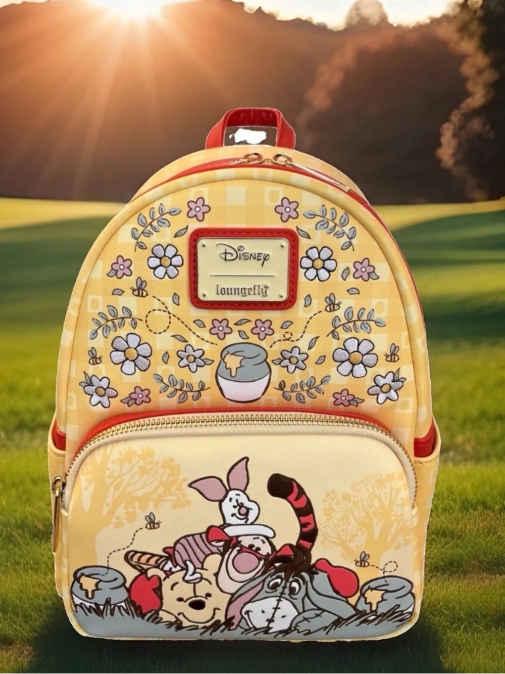 NEW Loungefly Disney Winnie the Pooh Floral Gingham Backpack Roo Tigger Eeyore